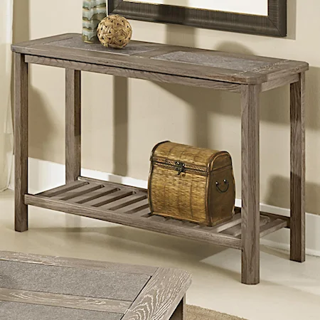 Sofa Table w/ Tile Insert Top & Slat Shelf
